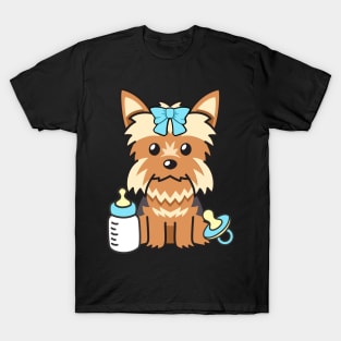 Cute baby yorkshire terrier getting its milk and pacifier T-Shirt